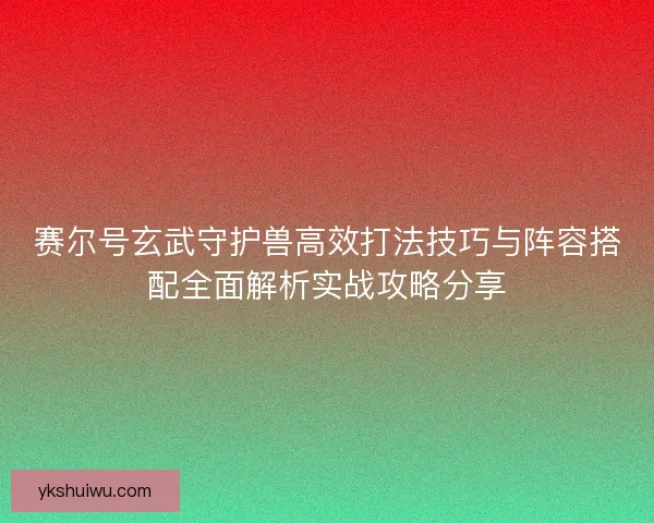 赛尔号玄武守护兽高效打法技巧与阵容搭配全面解析实战攻略分享
