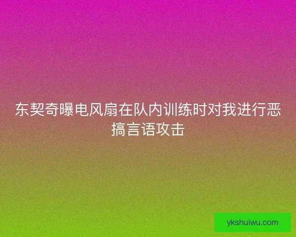 东契奇曝电风扇在队内训练时对我进行恶搞言语攻击 东契奇曝电风扇在队内训练时对我进行恶搞言语攻击