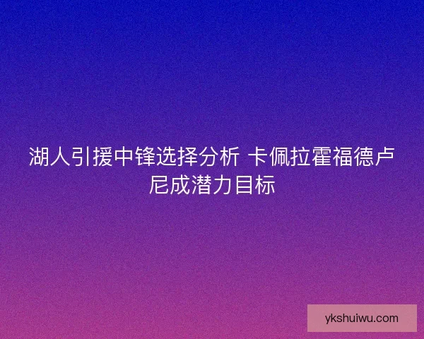 湖人引援中锋选择分析 卡佩拉霍福德卢尼成潜力目标 湖人引援中锋选择分析 卡佩拉霍福德卢尼成潜力目标